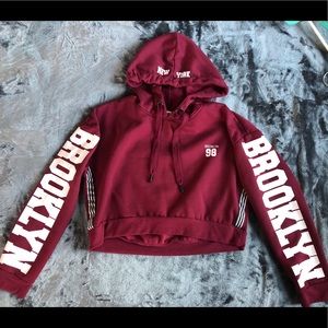 Burgundy Crop Hoodie